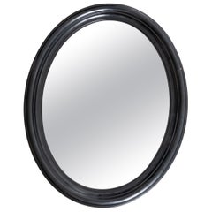 Espejo de pared de principios del siglo XX - Marco oval negro lacado