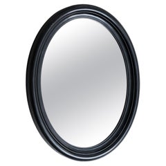 Espejo de pared de principios del siglo XX - Marco oval negro lacado