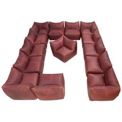 14 Pieces of Sectional Bambole Sofa by Mario Bellini for B&B Italia in Leather