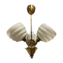 Mid-Century Finnish Design Lamp in Brass and Glass, 1950s