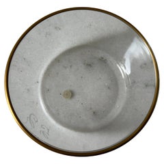 Plato Redondo de Cristal Val Saint Lambert Pintado a Mano Acabado Mate en Oro de 24 Quilates x3
