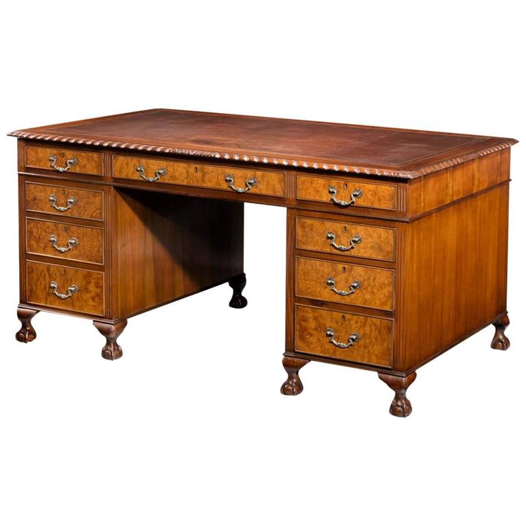 English Pedestal Desk in Mahogany with Cylinder Top. c. 1850 at 1stdibs