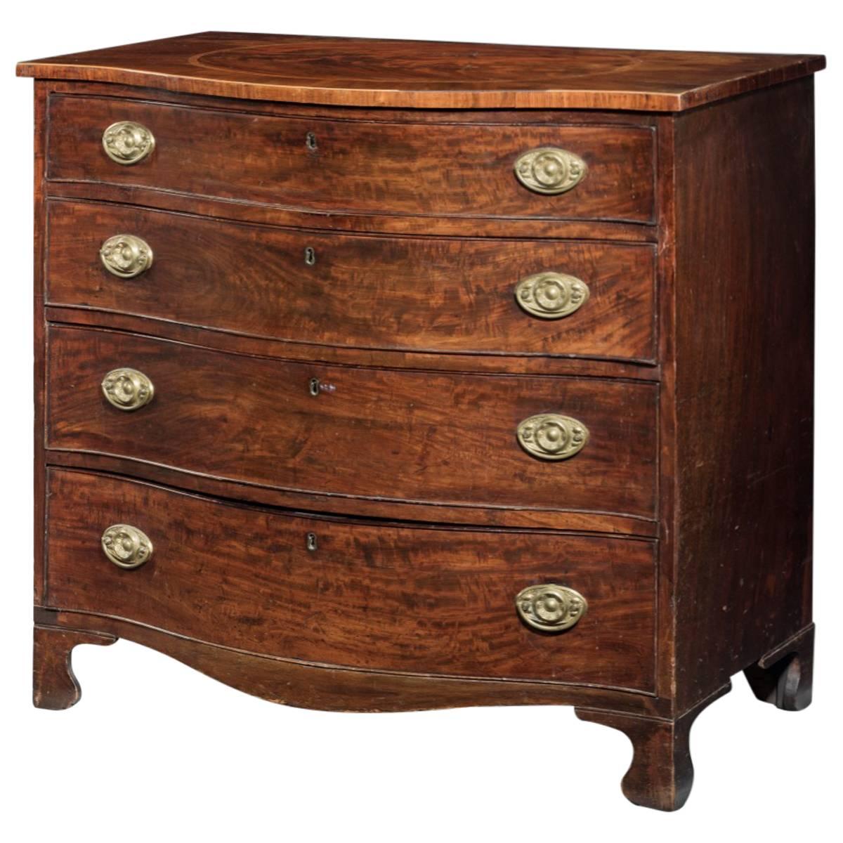 George III Serpentine Mahogany Commode For Sale