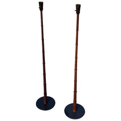 Pair of Danish midcentury modern teak floor lamps