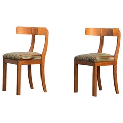 1940ties Danish cabinet maker pair of klismos armchairs in solid oak