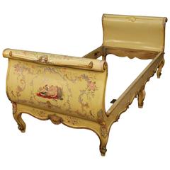 20th Century Lacquered and Hand-Painted Bed