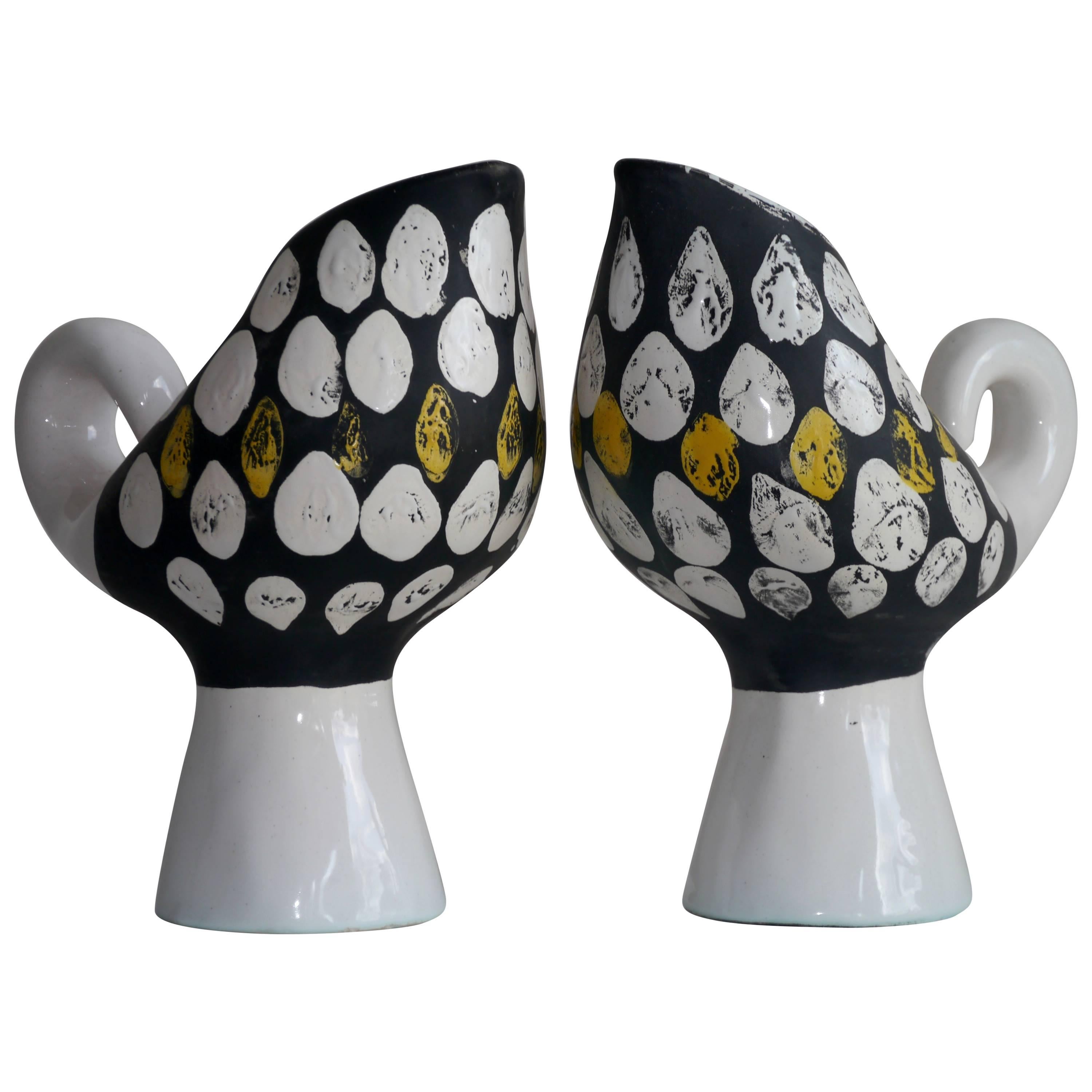 Roger Capron - Pair of Zoomorphic Vases - Vallauris France c. 1950 For Sale