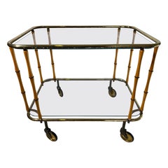 Faux Bamboo Cocktail Trolley, Side Table, Attr. Maison Jansen, France 1960s