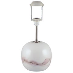 Holmegaard, large "Sakura" table lamp in art glass. Abstract motif in pink.