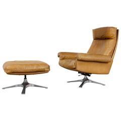 De Sede DS 31 Highback Swivel Lounge Chair and Ottoman