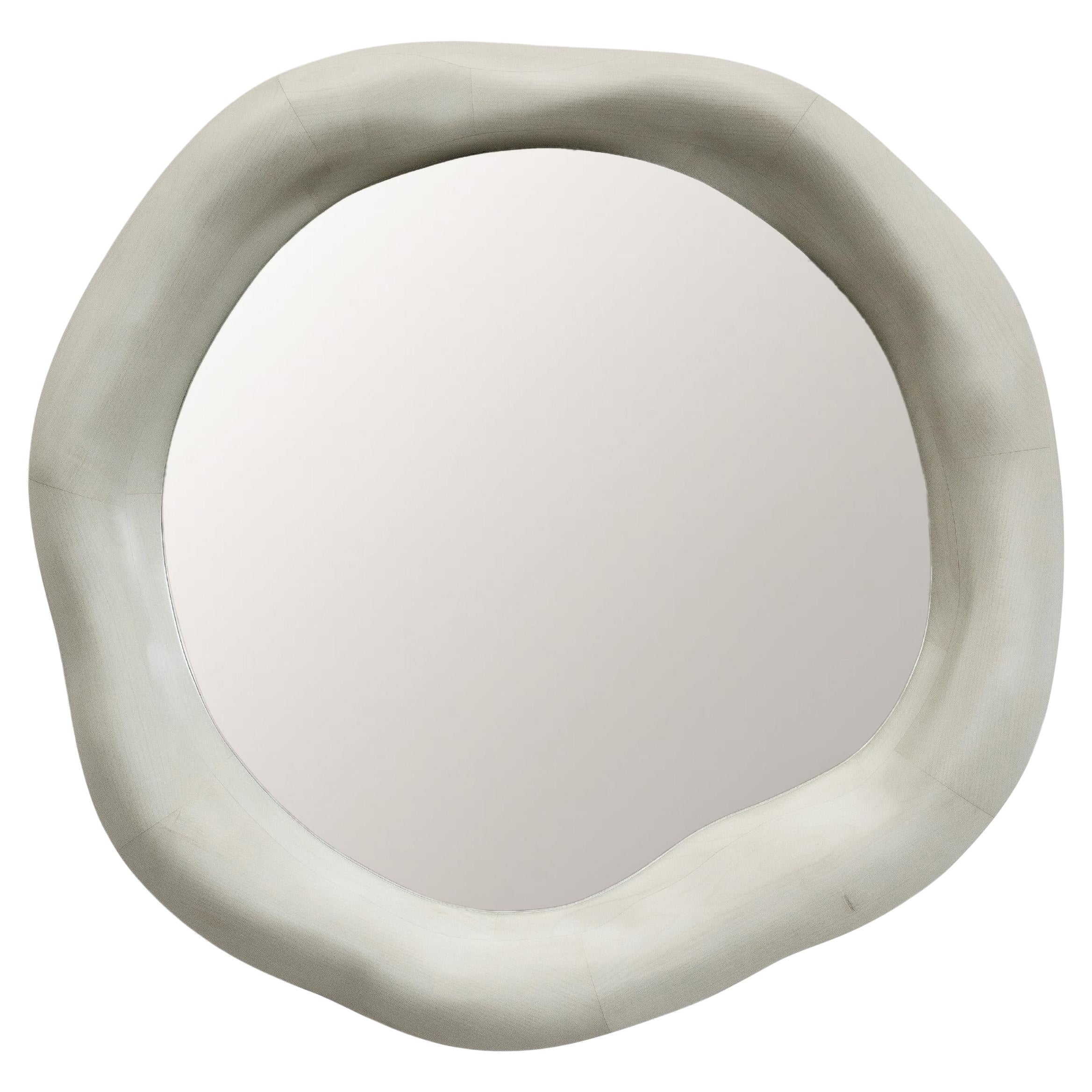 Wavy Mirror in Bleached Maple Wood - Sculptural Organic Shaped