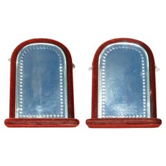 ANTiQUE PAIR OF ENGLISH CIRCA 1880 VICTORIAN VELVET DISPLAY SORCERER'S MIRRORS