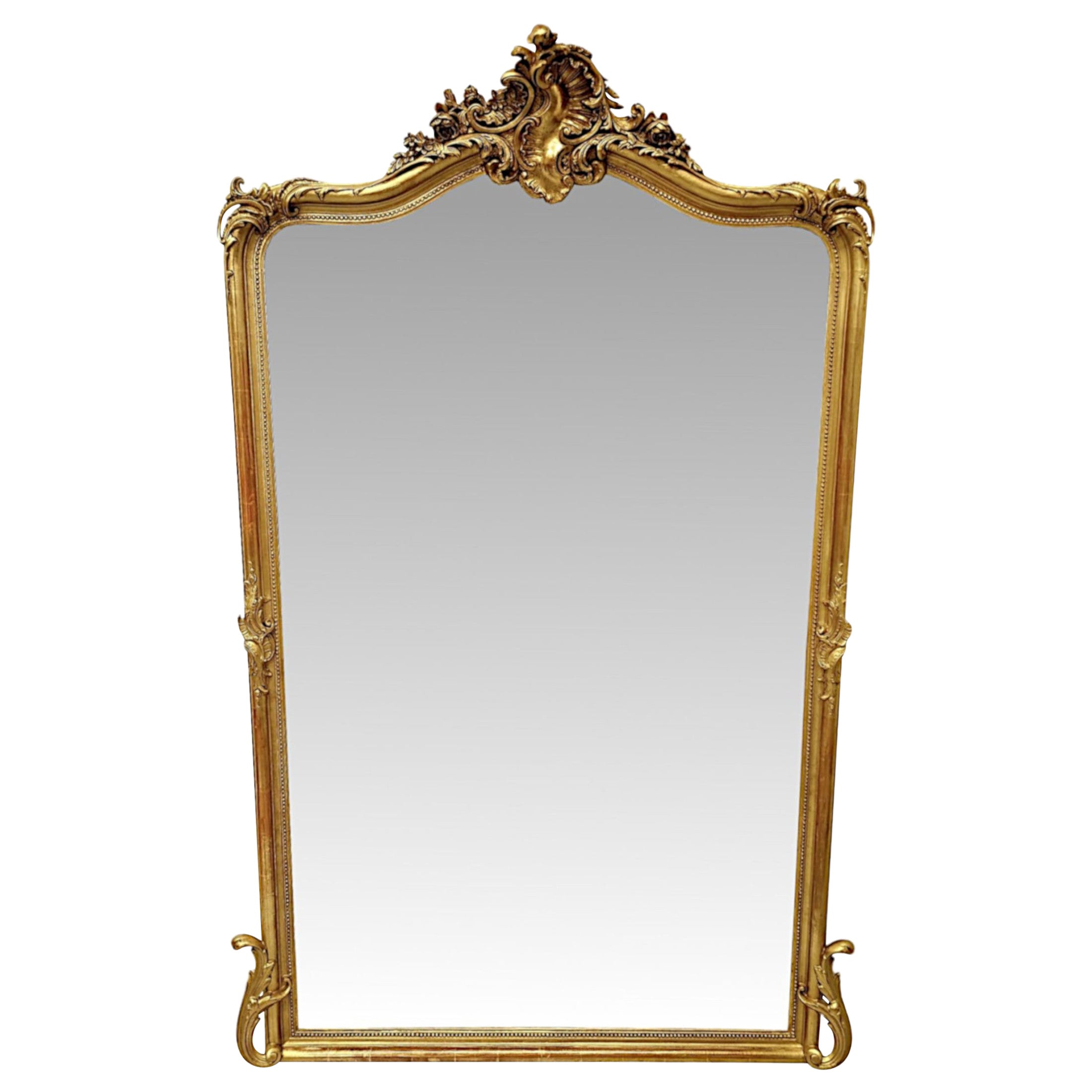 Großer und schmaler Flurspiegel aus Giltwood aus dem 19.