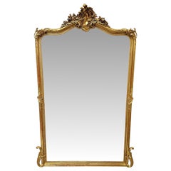 Antique 19th Century Tall and Narrow Giltwood Hall Mirror