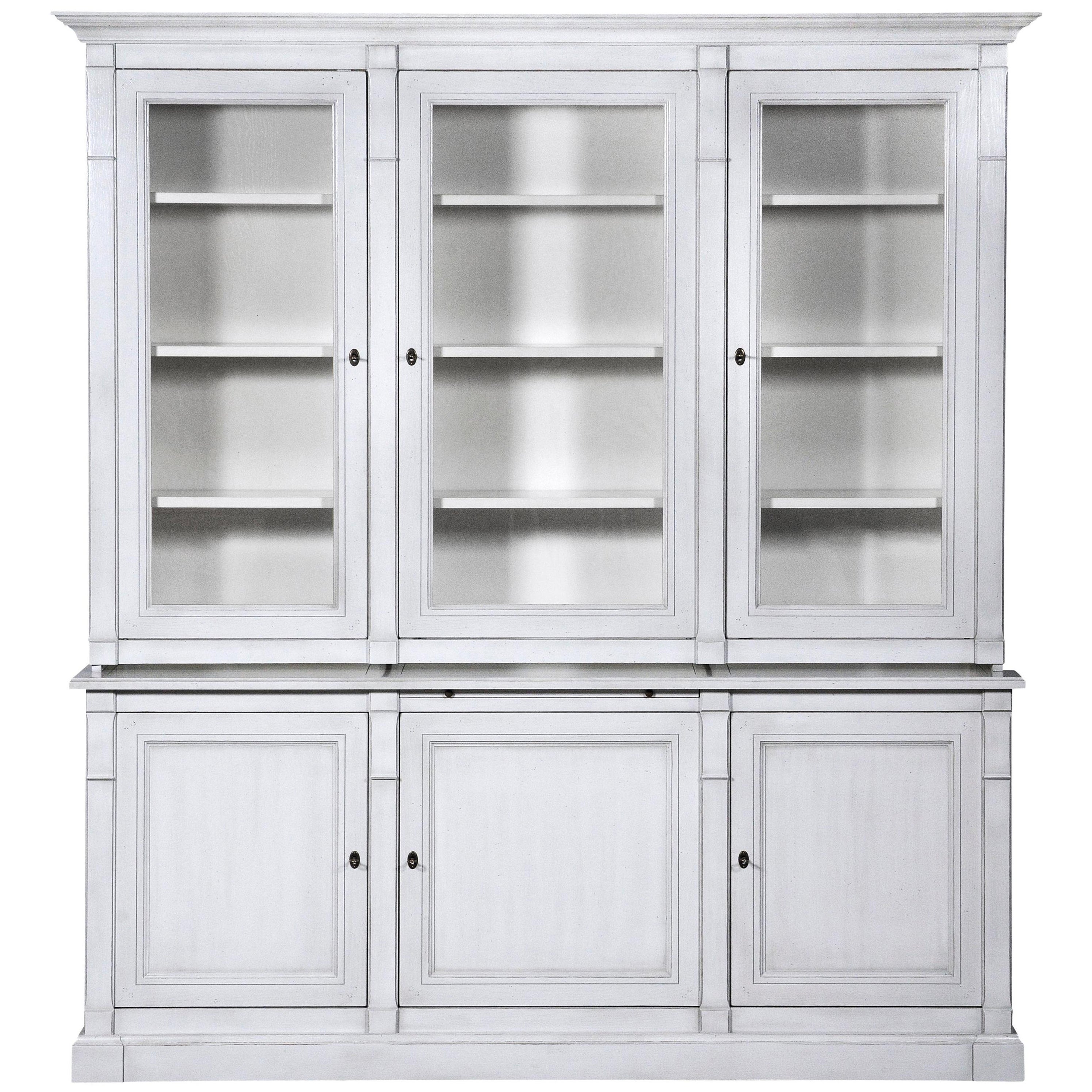 Bibliothèque de style Directoire française en chêne massif teinté blanc, gris perle et laqué
