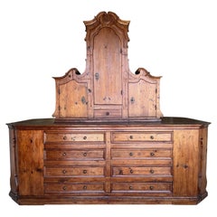 18th Century Austrian Historical Large Antique Sprucewood Two-Part Cabinet
