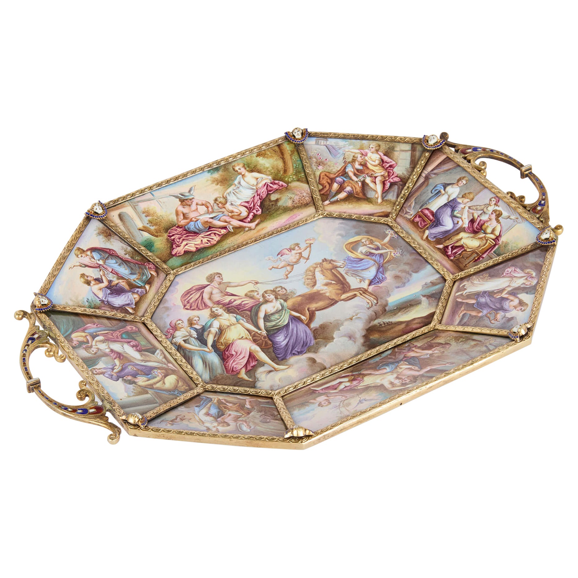 Antiguo plato vienés pintado con esmalte de Ludwig Politzer en venta