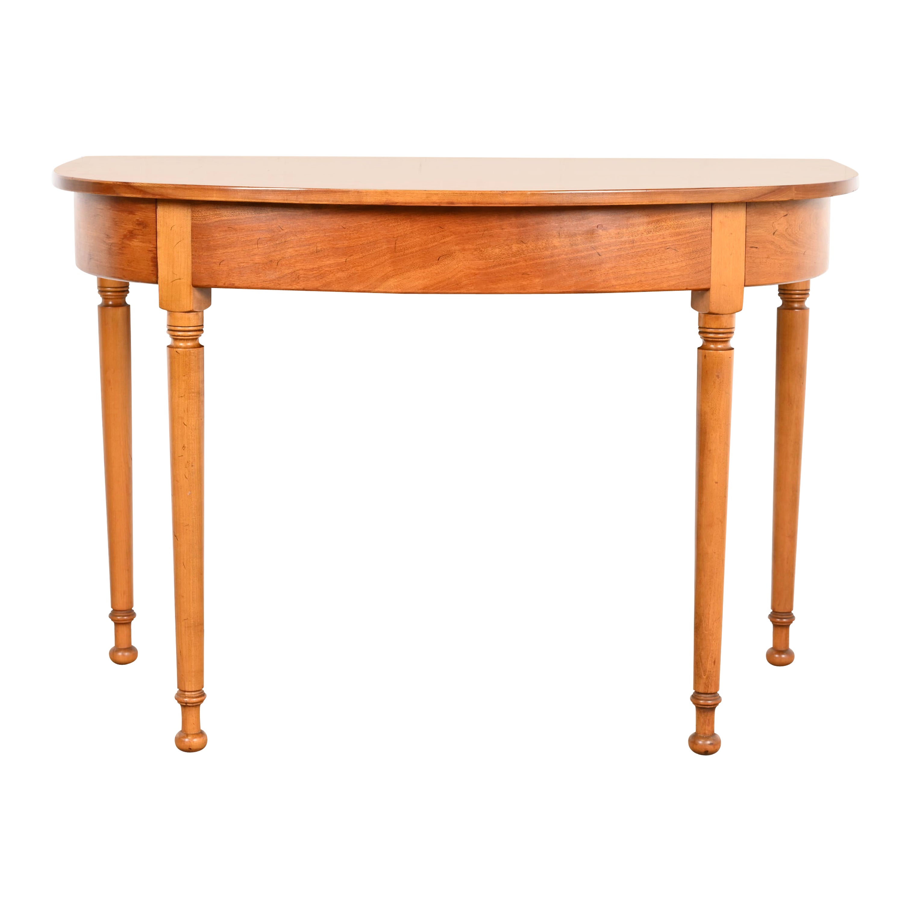 Consola o Mesa de Entrada Stickley Colonial Americana de Madera de Cerezo Tallada Demilune