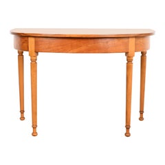 Stickley American Colonial Carved Cherry Wood Demilune Console or Entry Table