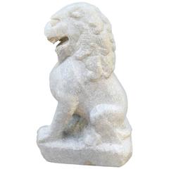 Vintage China Marble Sculpture of Lion Guardian, Perfect Indoor or Outdoor Protection