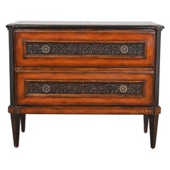Baker Furniture Italian Regency Louis XVI Cherry and Burl Wood Commode
