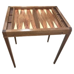 Custom Walnut Game Table with Backgammon and Pull out Chess Top