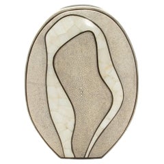 Modern Vase in Natural Shagreen with Quartz and Brass Details by R&Y Augousti