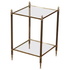 Mid-Century French Brass and Glass Side Table Style Attributed to Maison Baguès