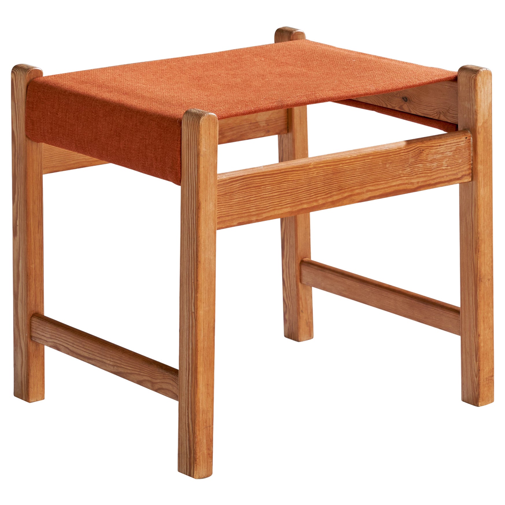 Swedish Designer, Stool, Pine, Fabric, Sweden, 1970s