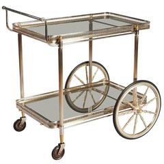 Early 20th Century Silver and Brass Bar Cart / Drinks Trolley