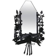 Antique Hand-Forged Wrought Iron Mirror Frame