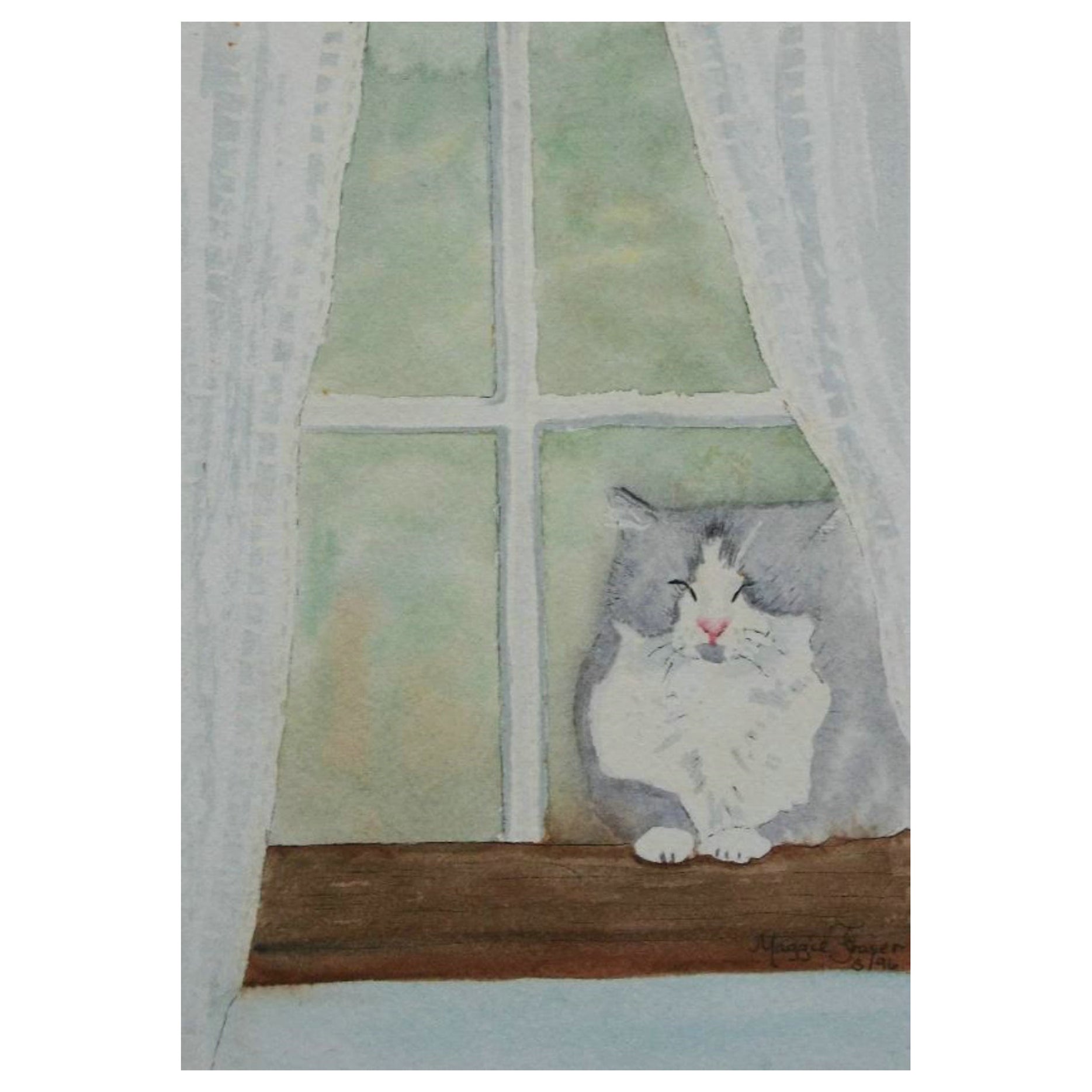 MAGGIE FRASER - Acquerello d'epoca - Firmato - Senza cornice - Circa 1996