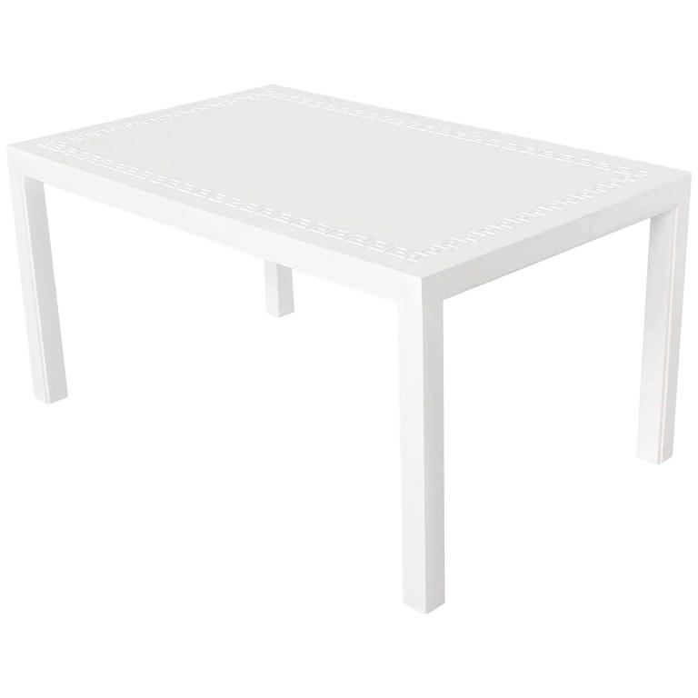 White Lacquer Raised Greek Key Ornament Top Coffee Table For At White Lacquer Raised Greek Key Ornament Top Coffee Table For