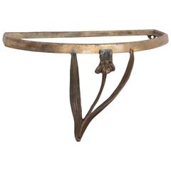 Very Unique Art Deco Wall Console in Brass, 1930s, France 11
