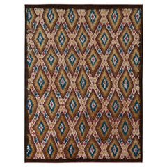 Rug & Kilim's Tapis de style marocain en Beige-Brown All over Diamond Motif