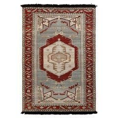 Rug & Kilim’s Transitional Style Rug in Blue and Red Medallion Pattern