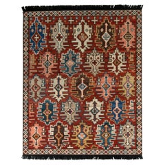 Rug & Kilim's Tribal Kuba Style Teppich in Rot und Beige Brown Geometrisches Muster