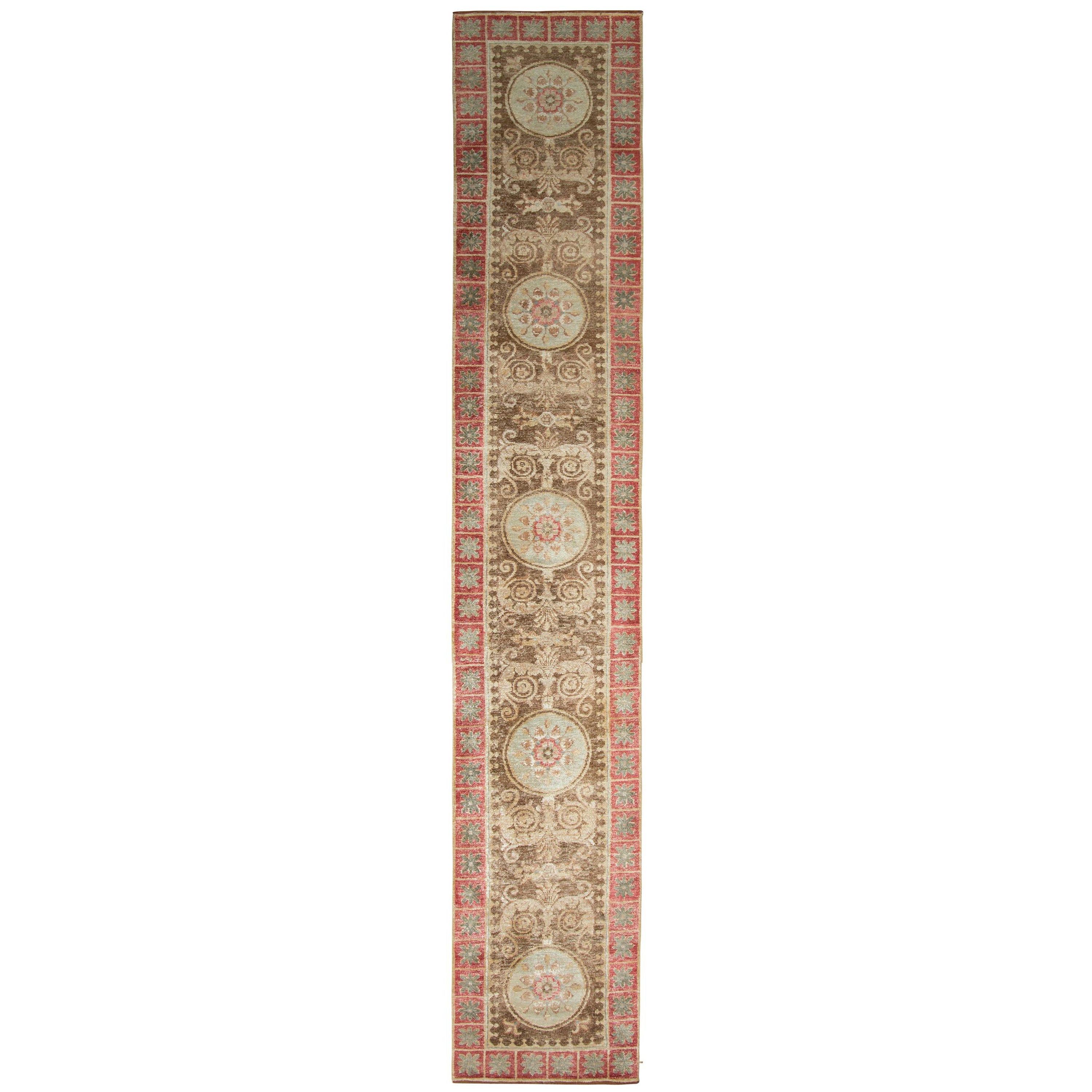 Rug & Kilim's Transitional Style Teppich in Beige-Braun und rotem Medaillon-Muster