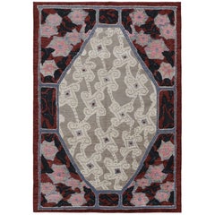 Alfombra de estilo decó francés Rug & Kilim con diseño integral rojo y beige