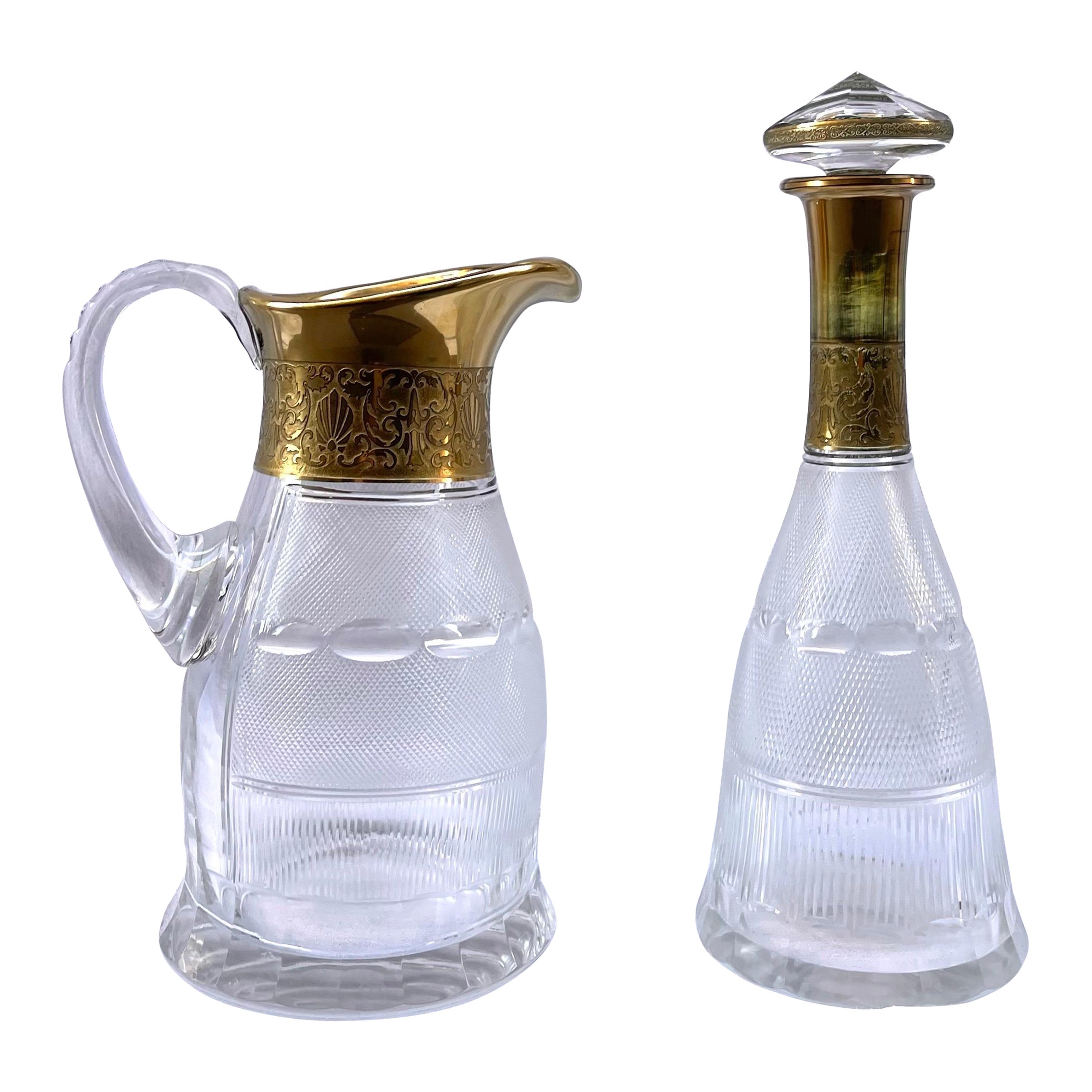 Decanter e brocca d'acqua antichi di Moser in vendita