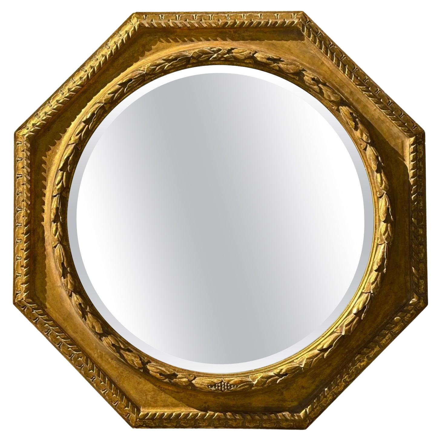 Huge 18th C Style Paul Ferrante Hexagonal Regency Giltwood Mirror
