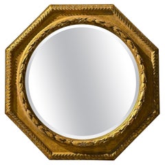 Enorme Espejo Hexagonal de Madera Dorada de Regencia Estilo Paul Ferrante del Siglo XVIII