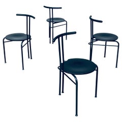 Postmodern Design Slender Dining Chair set, Italy 1980's