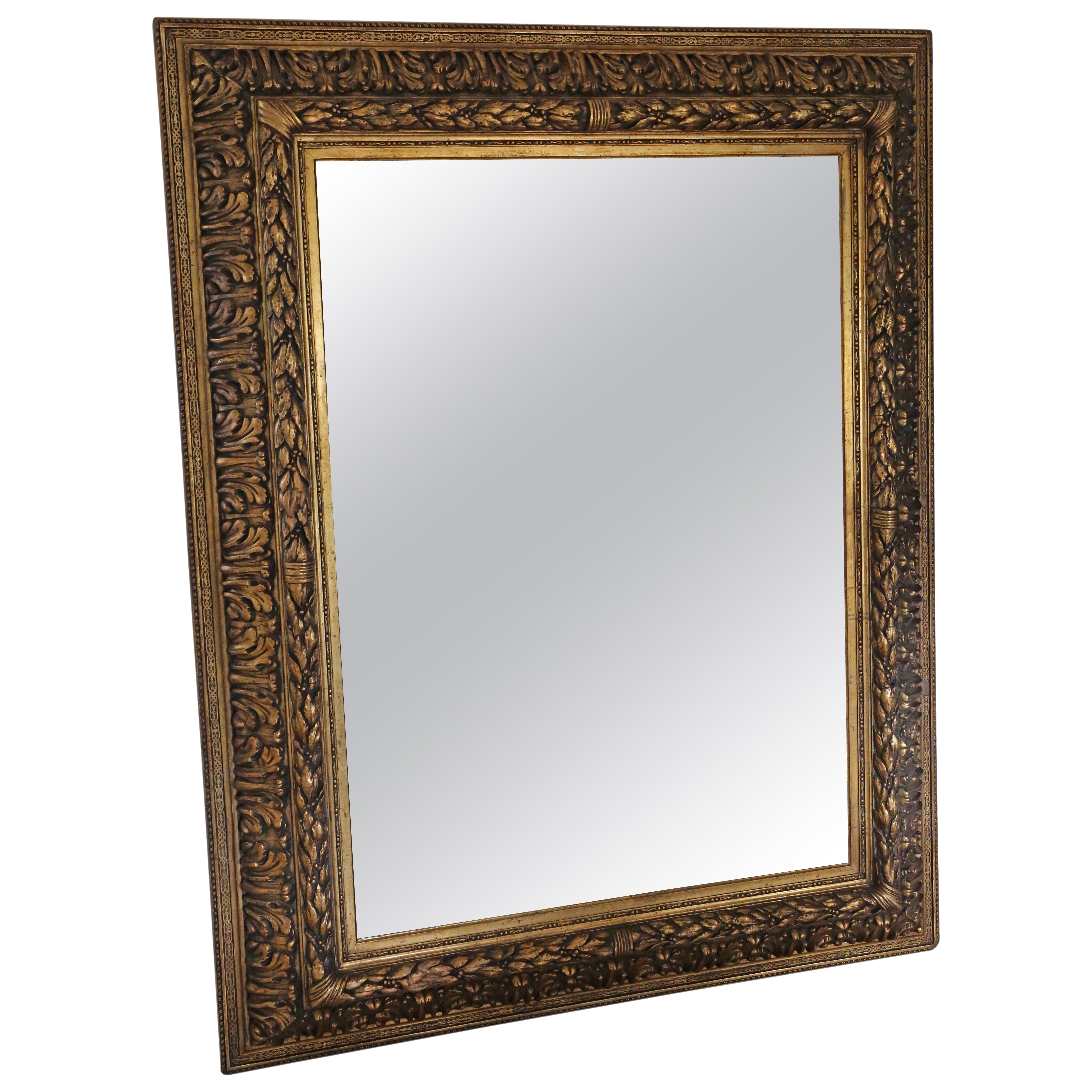 Antique miroir mural du 19ème siècle, très grand et doré, de qualité supérieure