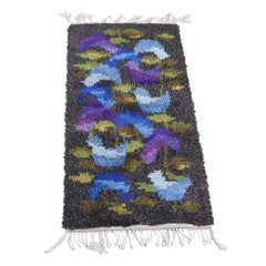 Scandinavian Modern High Pile Rya Rug with Birds motif, Sweden 1960s
