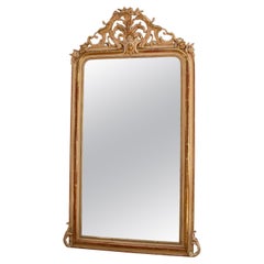 19th century antique giltwood and carved French mirror Louis-Philippe