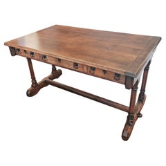 Gothic Revival oak writing or library table  A. W. N. Pugin