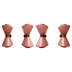 Pair of Diabolo Sconces Pink Murano Glass. Italy