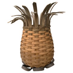 Vintage Pineapple Woven Wicker Vase Basket