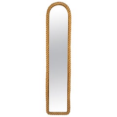 1950 Rare Large Rope Mirror by Adrien Audoux & Frida Minet
